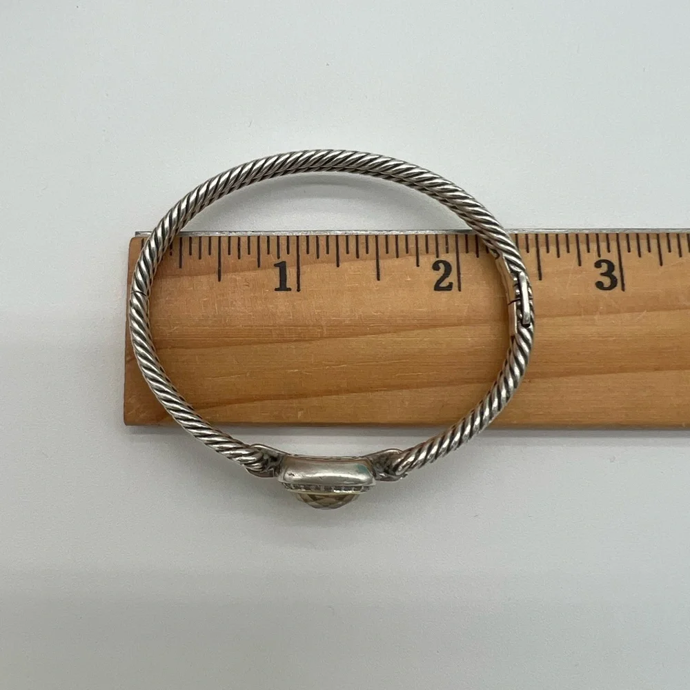 🔴Authentic DAVID YURMAN Albion Champagne Citrine & Diamonds Silver& 18k Bracelet - Picture 10 of 12